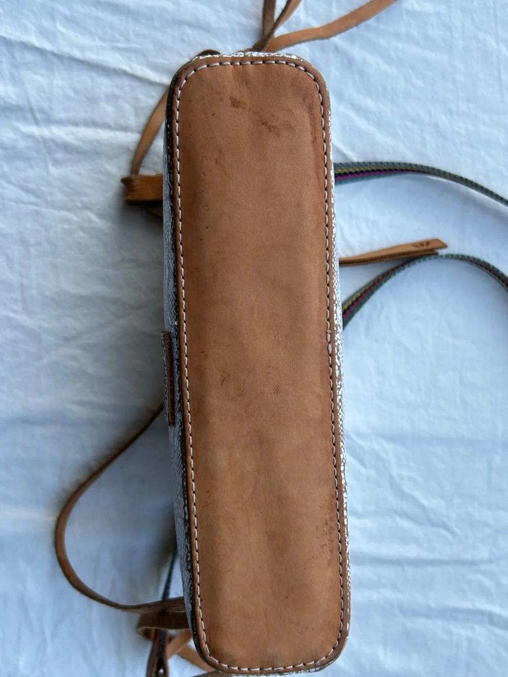 Consuela White and Light Brown Snake-Print Crossbody with Multicolor Strap (146) - Picture 4 of 11